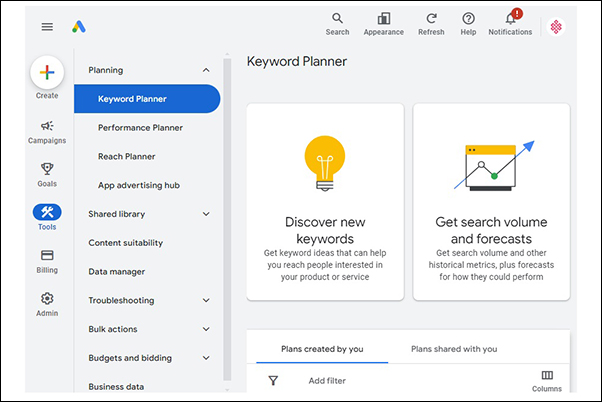 آموزش ابزار Keyword planner