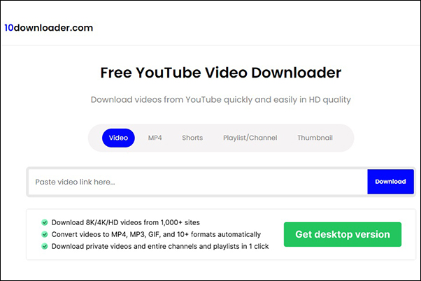 معرفی سایت دانلود ویدئو از یوتیوب 10downloader