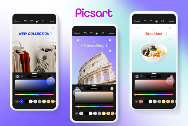 محبوب‌ترین نرم افزار ادیت عکس موبایل PicsArt است.